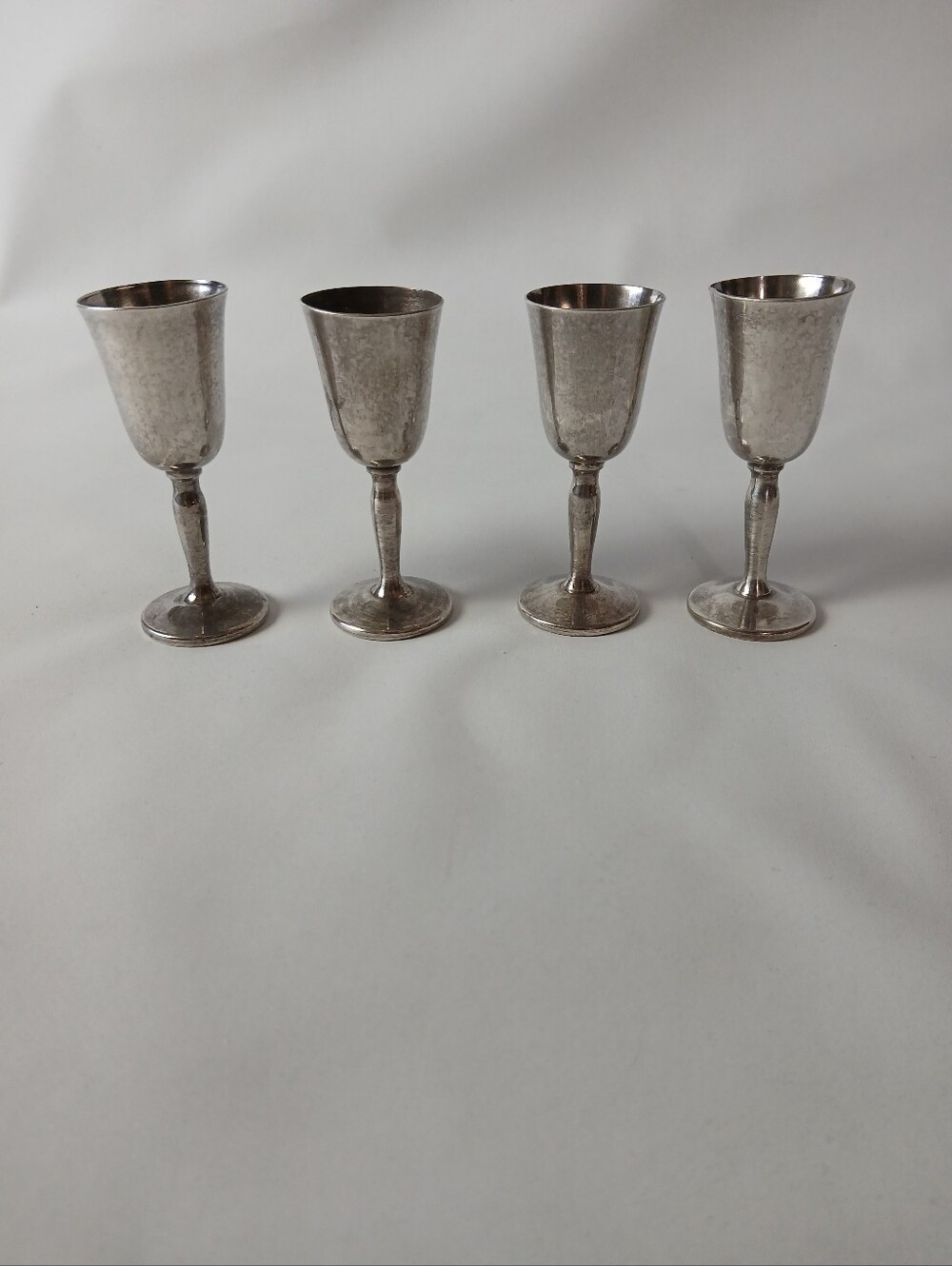 Vintage Set Of 4 Pilgrim Silverplate Cordial Sherry Goblet Chalice Cup